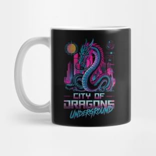 City of Dragons Underground Cyberpunk Neon Design Mug